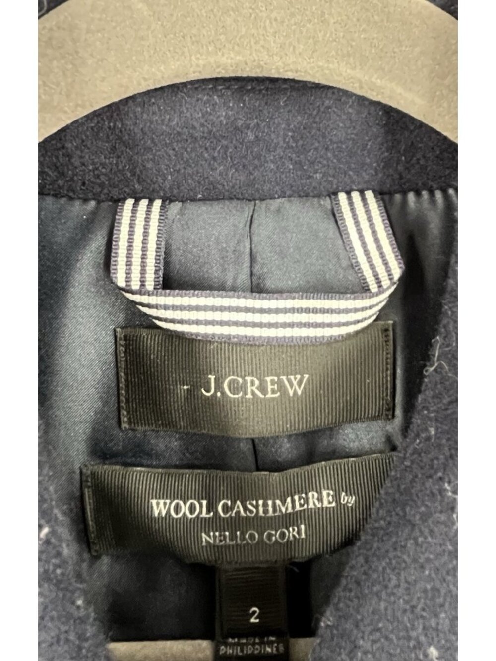 J.CREW x NELLO GORI Women's Navy Wool Cashmere Gold Button Pea Coat 2 - Picture 3 of 6